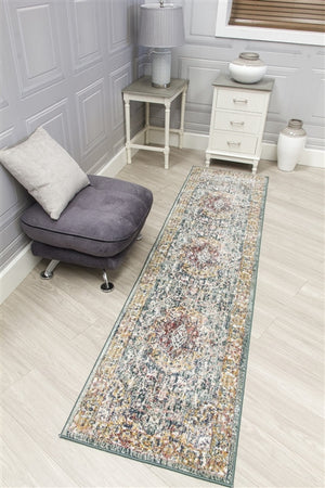 Green distressed Rug- Boho medallion