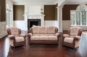 Queen Anne Fabric Sofa Suite 3+1+1
