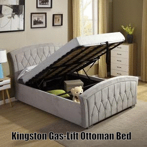 Kingston Ottoman Fabric Bed - Grey