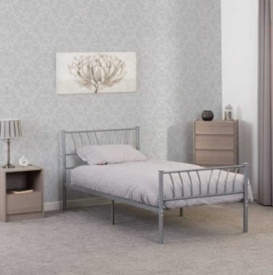 Harlow Metal Bed Frame – Silver