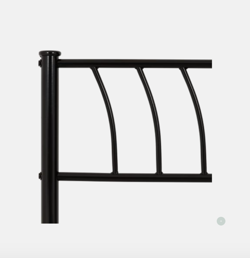 Up close Harlow bedframe black metal