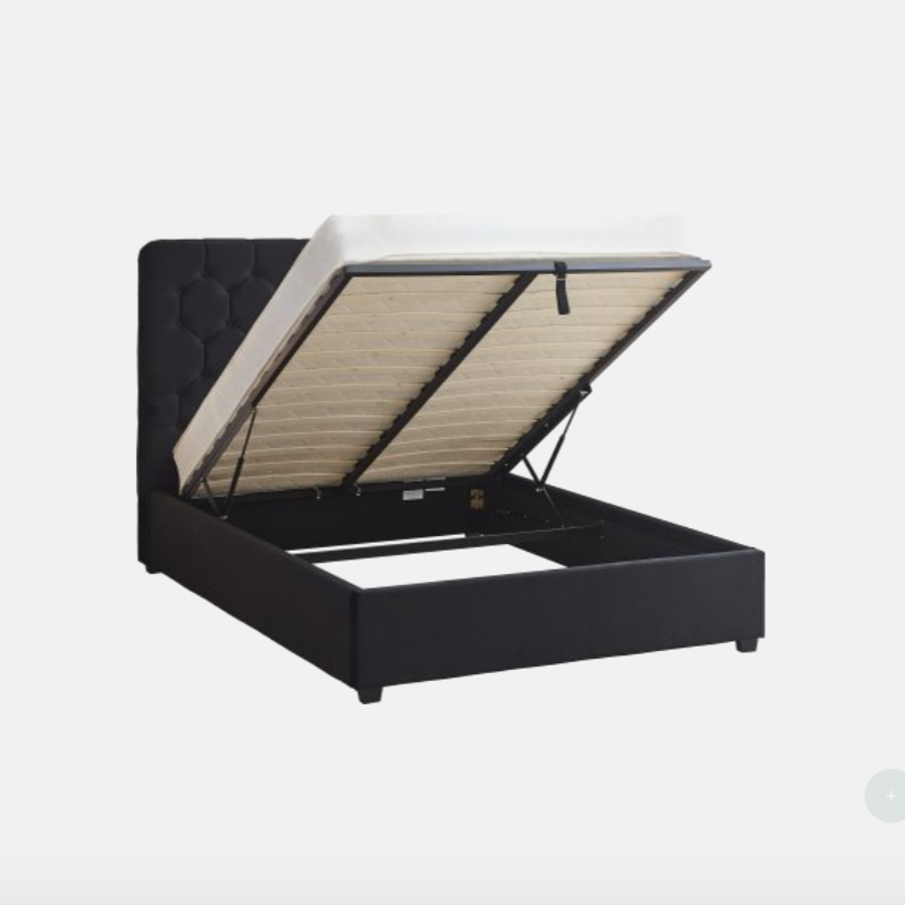 Madison Ottoman Bed – Black Velvet Fabric (Available in 4'6" or 5')