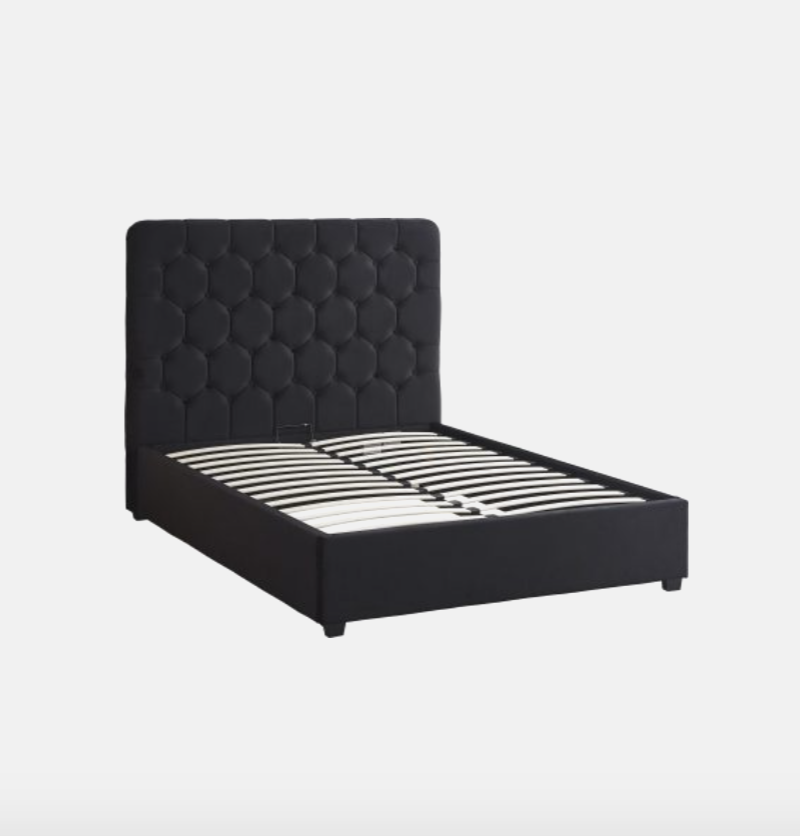 Madison Ottoman Bed – Black Velvet Fabric (Available in 4'6" or 5')