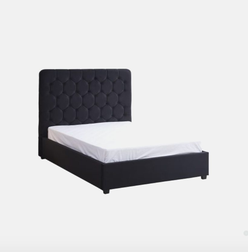 Madison Ottoman Bed – Black Velvet Fabric (Available in 4'6" or 5')