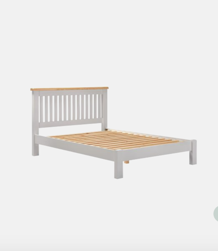 Windsor Bed – Low Foot End Pebble Grey/Oak (Available in 4'6" & 5')