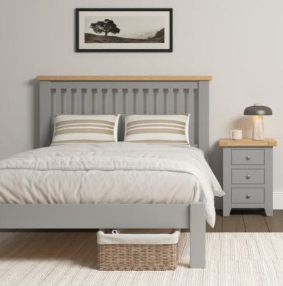 Windsor Bed – Low Foot End Pebble Grey/Oak (Available in 4'6" & 5')