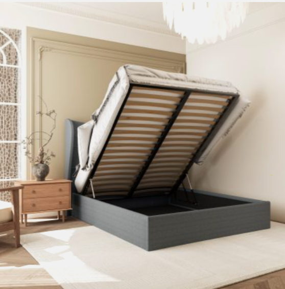 Verona Ottoman Storage Bed – Grey Fabric (Available in 4'6" & 5')