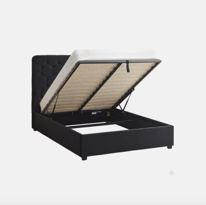 Madison Ottoman Bed – Black Velvet Fabric (Available in 4'6" or 5')