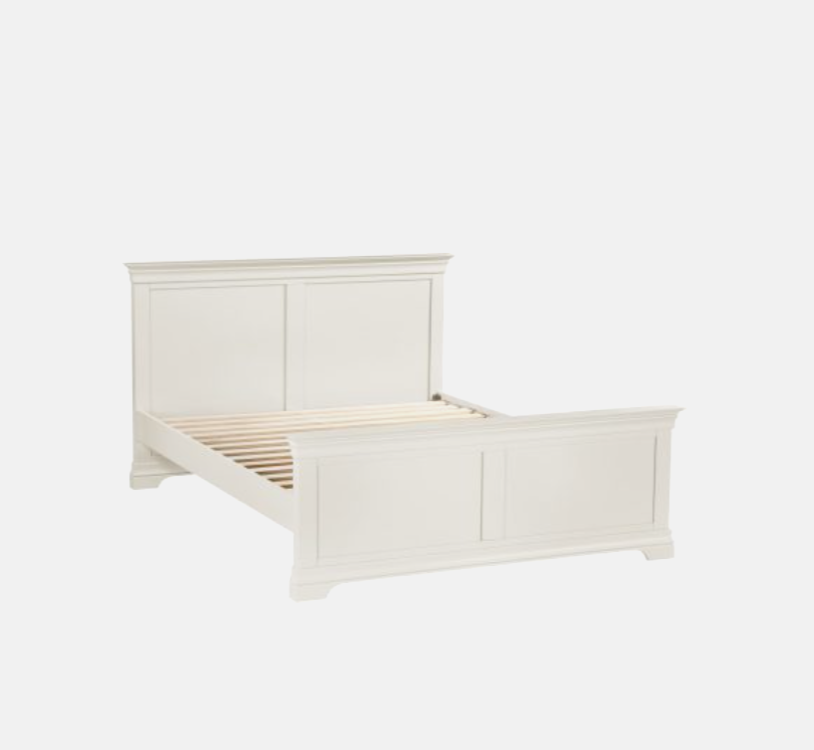 White wooden bed frame on a white background