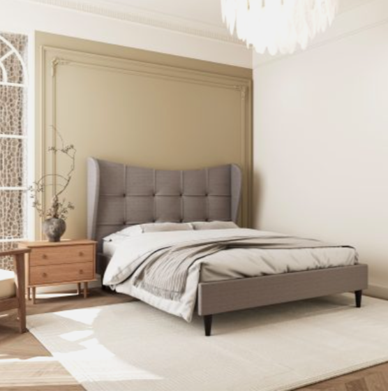 Verona Bed Brown Fabric (Available in 4'6" & 5')