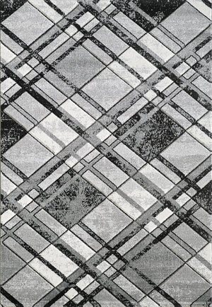 Black and white geometric patterned rug