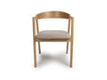 A Anders Oak Dining Chair with a beige upholstered seat and a wooden frame.