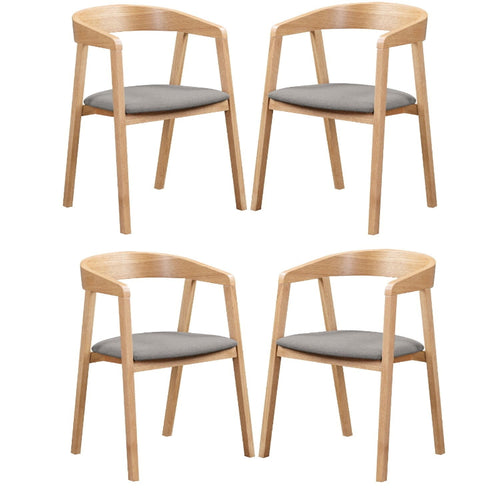 A Anders Oak Dining Chair with a beige upholstered seat and a wooden frame