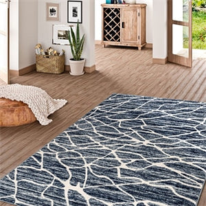 Navy and white Modern Rug