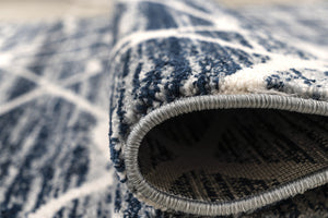 Navy and white Modern Rug