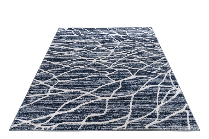 Navy and white Modern Rug