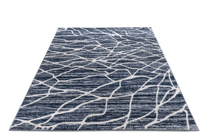 Navy and white Modern Rug