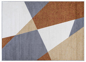 Grey, White and brown rug.