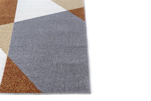 Grey, White and brown rug.