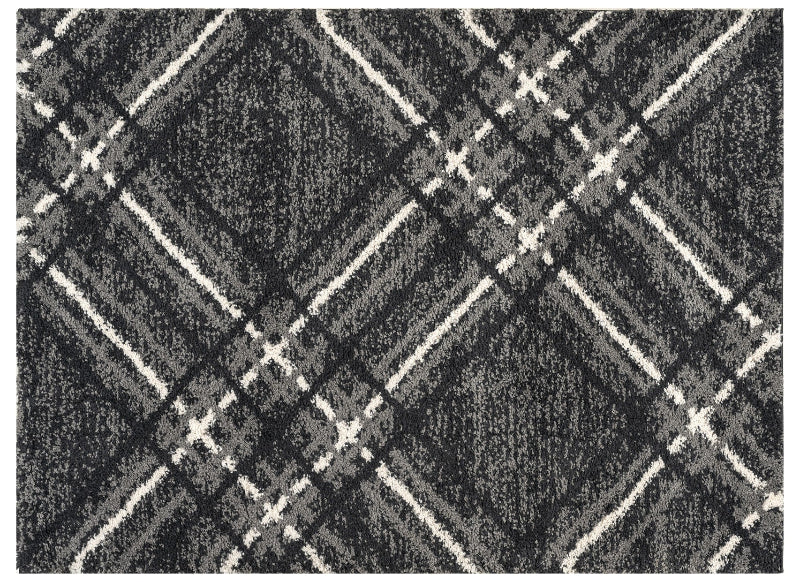 Textured black and white patterned rug