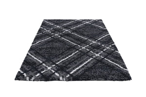 Black and white checkered rug on a white background