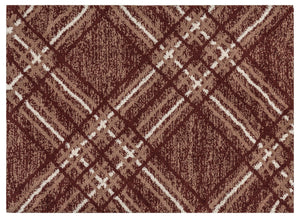 Brown and beige plaid patterned rug