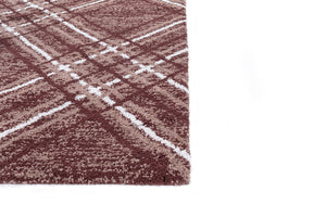 Close-up of a textured brown and white checkered rug