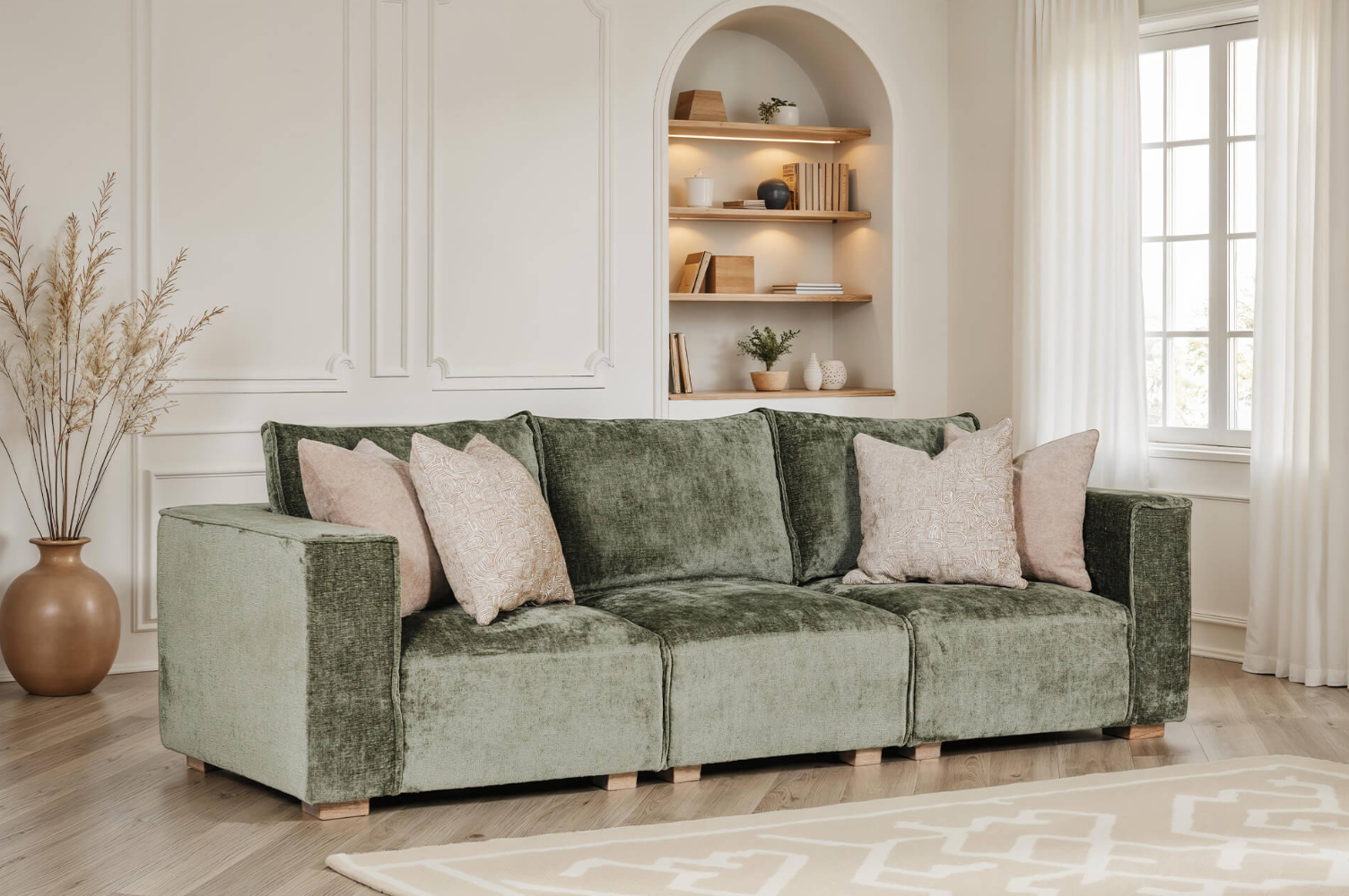 Bodhi Corner sofa Modular Arm LHF (Available in Mink & Olive)