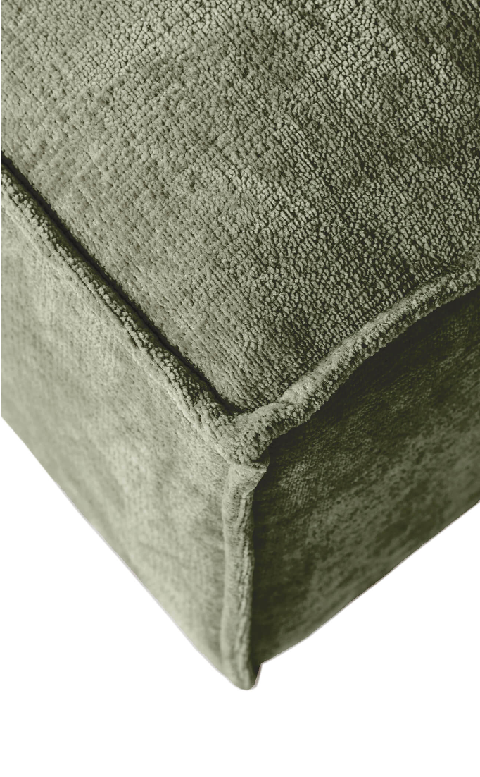 Close-up of a textured green fabric surface