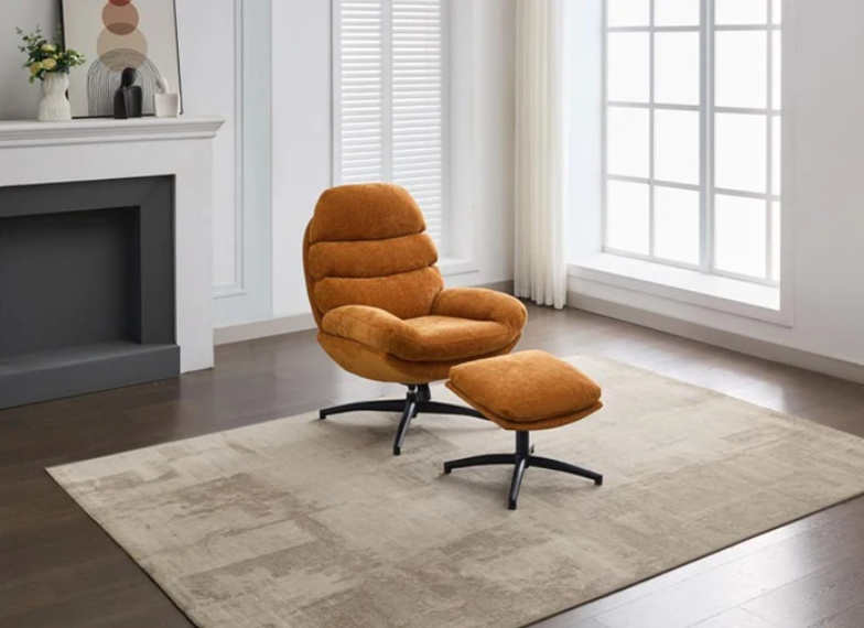 Gold Clark Leisure Chairs With Footstool