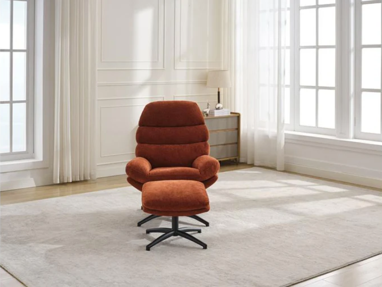 Rust Clark Leisure Chairs With Footstool