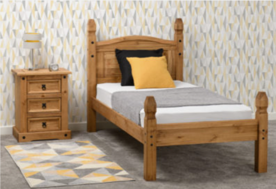 Corona 3ft Bed – Low Foot End Distressed Waxed Pine