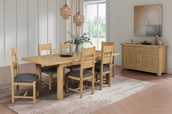 Delaney Extending Dining Table & 6 chairs – Oak
