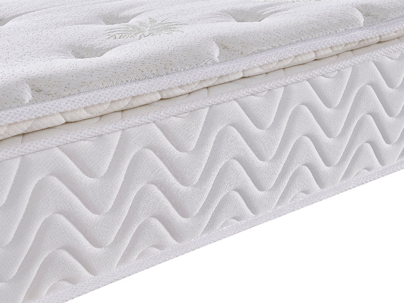 Close-up of a mattress with a wavy texture on a white background