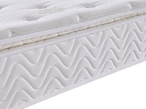 Close-up of a mattress with a wavy texture on a white background