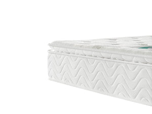 White mattress with quilted design on a white background