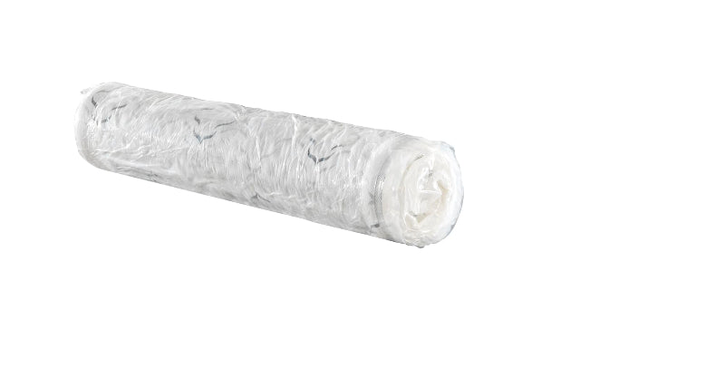 White plastic roller with textured surface on a white background