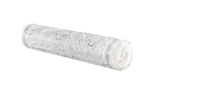 White plastic roller with textured surface on a white background
