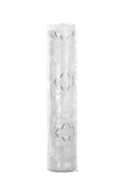 Clear plastic tube with floral cutouts on a white background