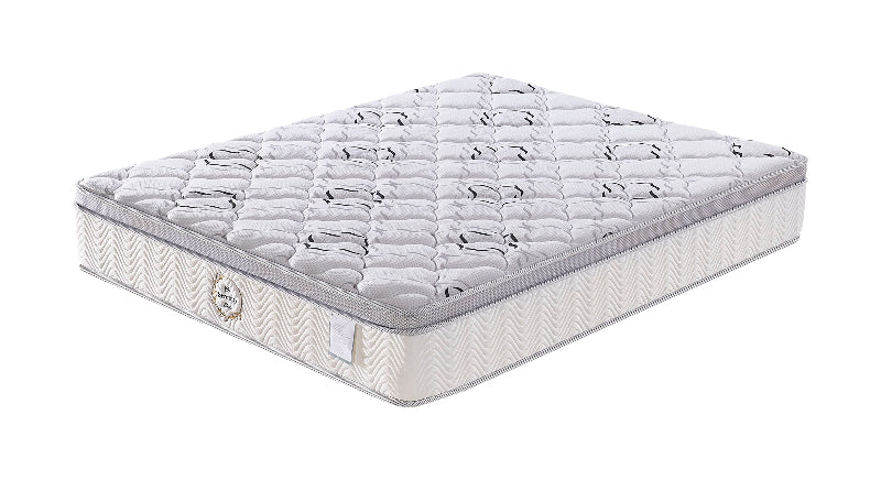 Mattress with a gray exterior and white interior on a white background
