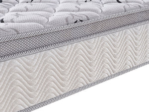 Gray mattress with textured surface on a white background