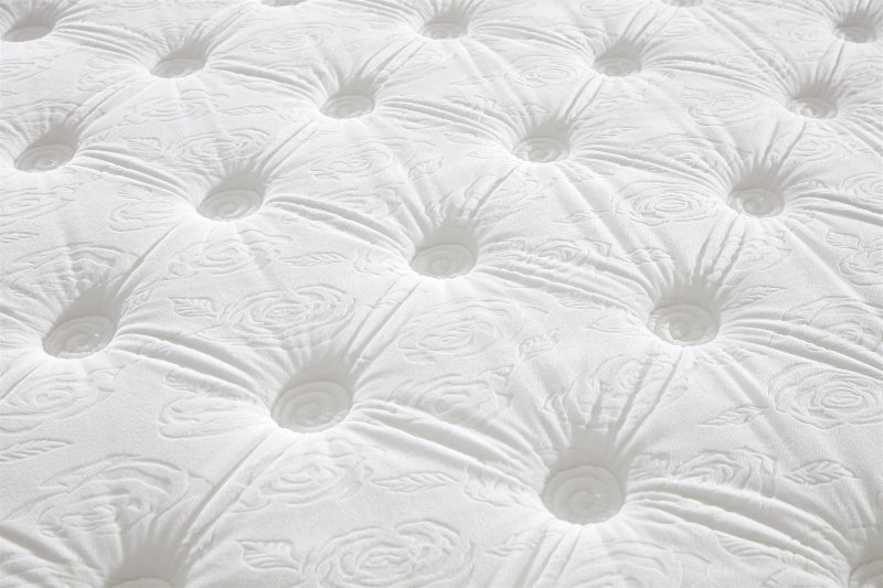 Close-up of a white mattress with a textured surface