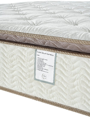 Mattress with a label on a white background