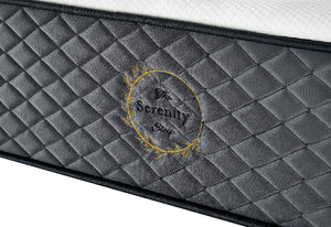 Gray quilted mat with 'The Serenity Star' logo on a white background