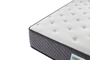 White mattress with a gray base on a white background