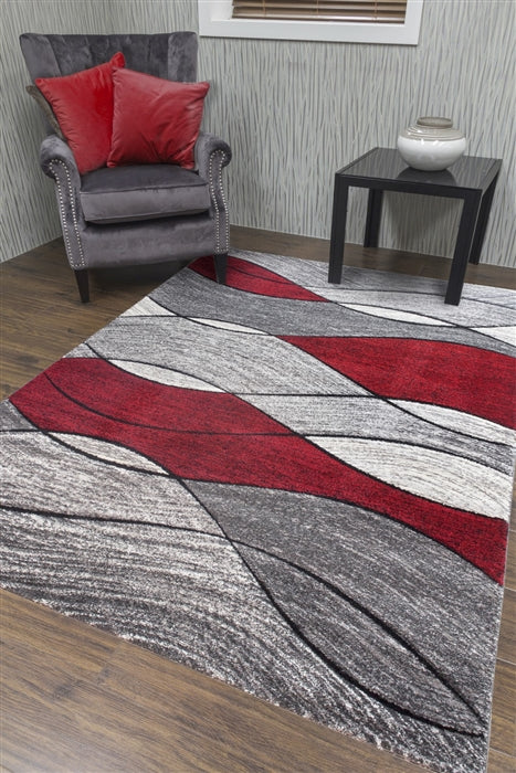 Impulse Waves Rug - Grey /Red