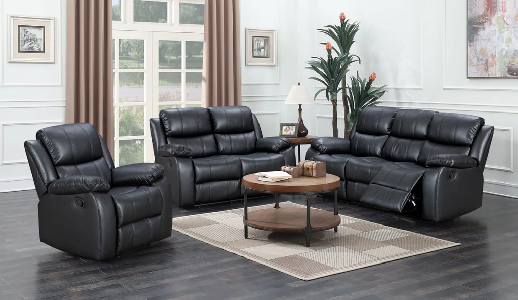 Black Leather Recliner Sofa