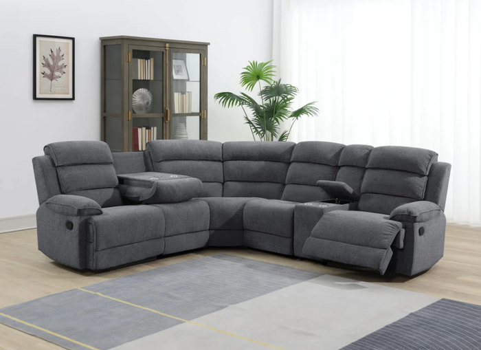 Lancaster Recliner Sofa – Light Grey Fabric