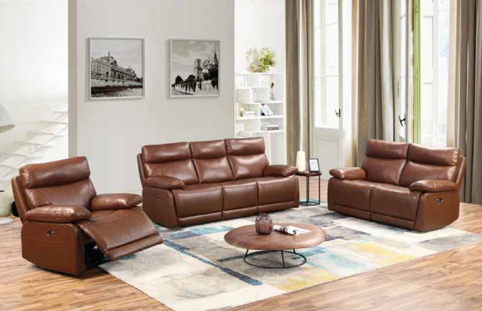 Lawson Recliner Sofa – Tan Leather