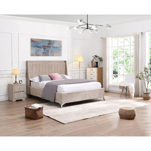 Neatly arranged bedroom with a bed, nightstands, and decor.